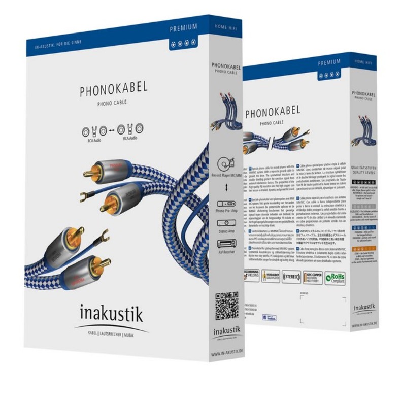 Кабель межблочный Inakustik Premium Audio Cable, RCA,  0.75 m, 00404007