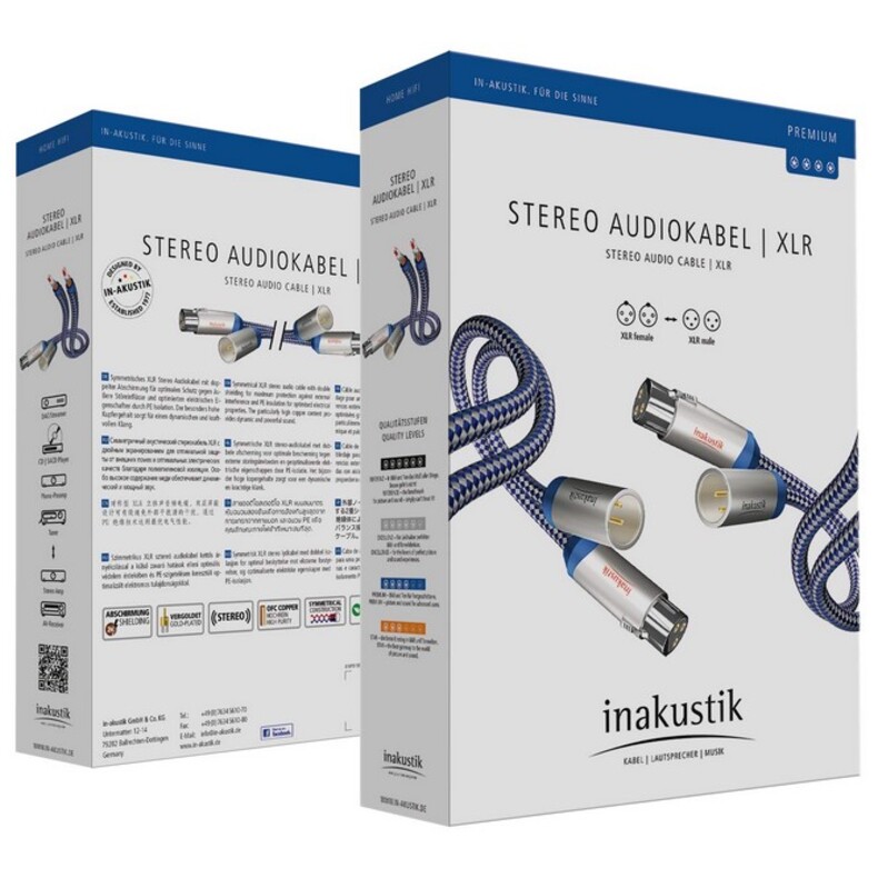Кабель межблочный Inakustik Premium Audio Cable, XLR, 0.75 m, 00405007