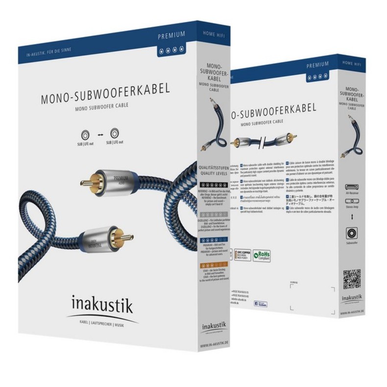 Кабель сабвуферный Inakustik Premium Mono Sub Cable, 3.0 m, 00408031